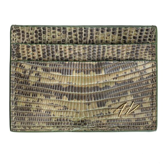 Stylish Lizard Cardholder – Genuine Leather - Forest Camo Color - Picture 1 of 5
